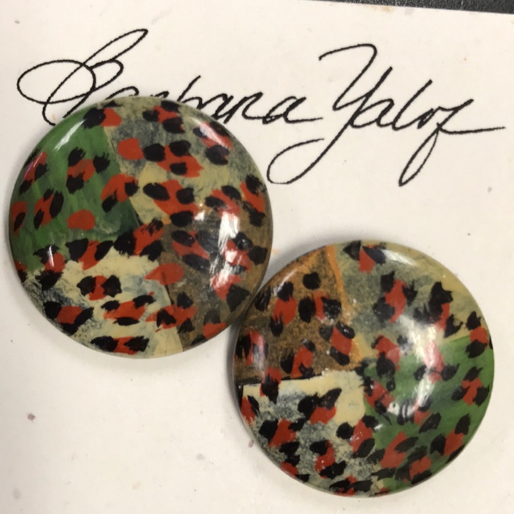 Hand painted artist new boutique leopard earrings